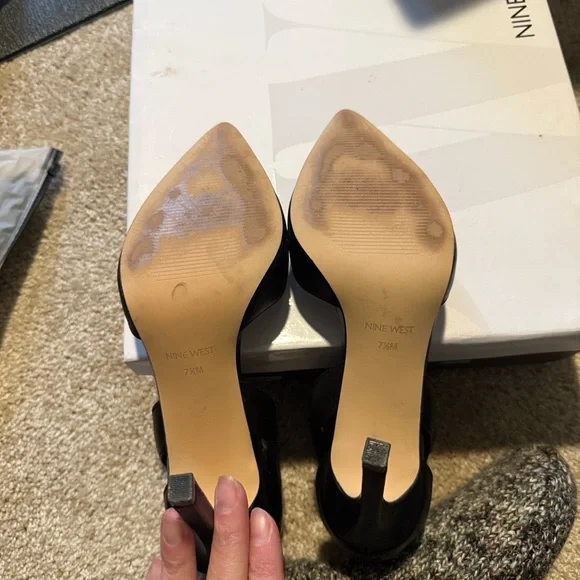 Nine West Black Strappy Heels with Buckle - Picture 3 of 5